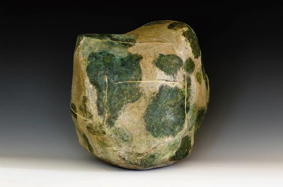 GOLDEN VEINS (2024) Red stoneware, glaze, underglaze, 3 firings. Cold work.